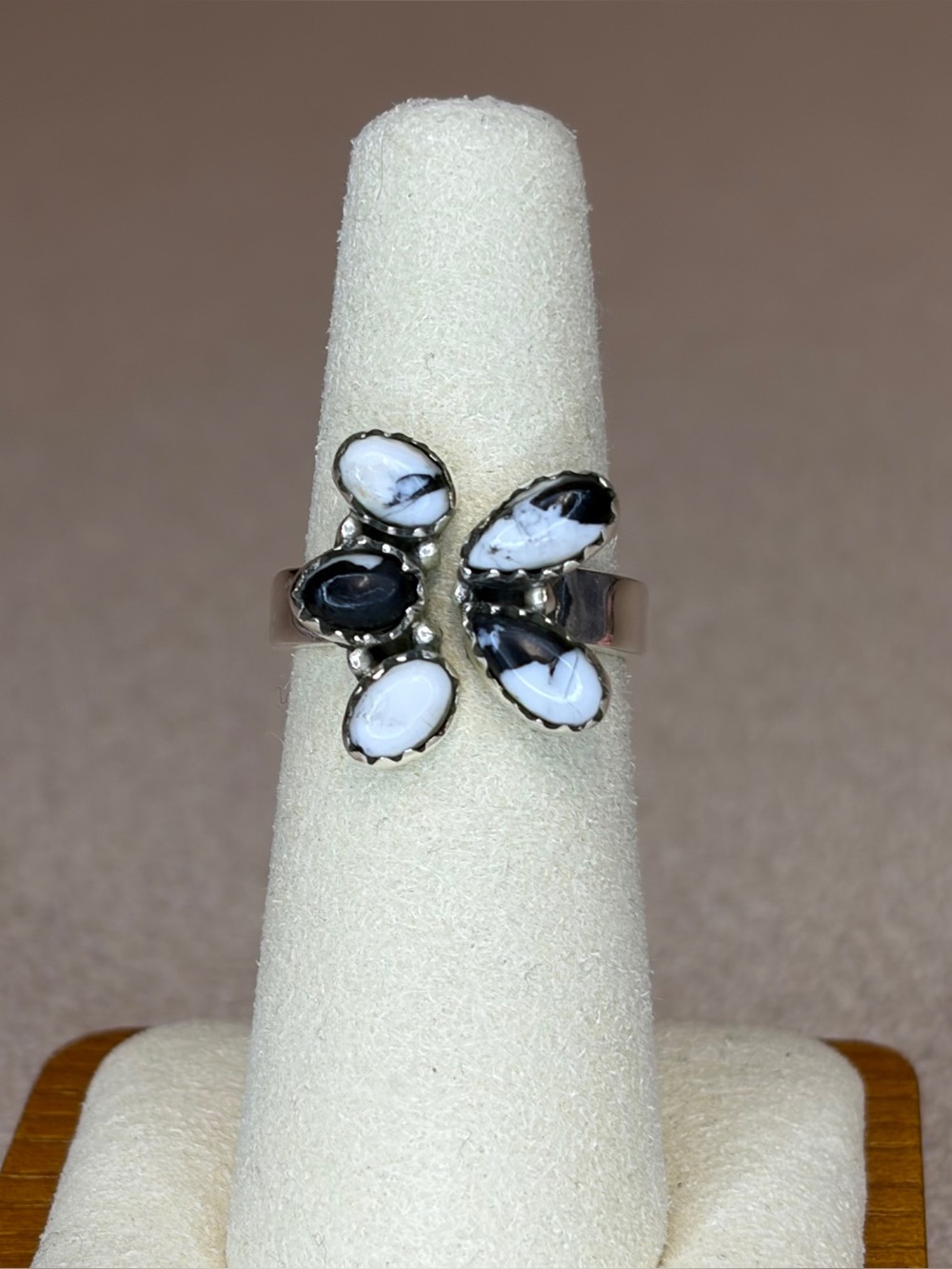 925 Sterling Silver White Buffalo Floater Ring
